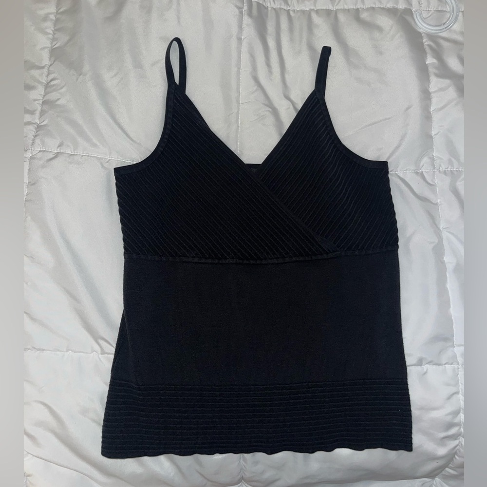Cute Black Tank Top with Knit design top